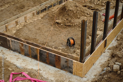 View of formwork at the construction site