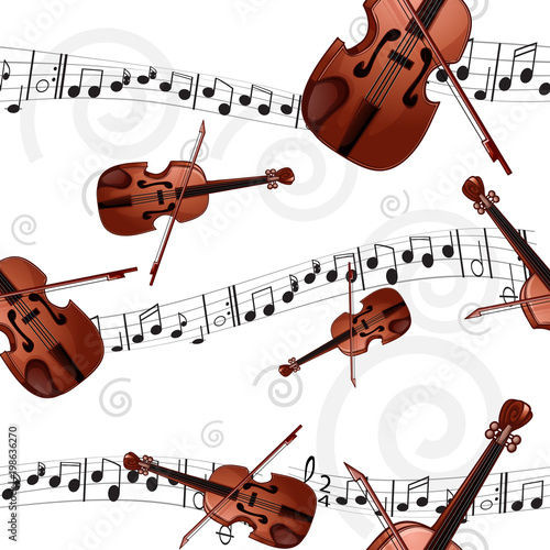 Seamless pattern with violin