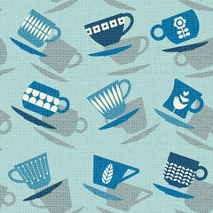 Fotobehang Thee patronen Retro koffie en theekopjes patroon  © TeddyandMia
