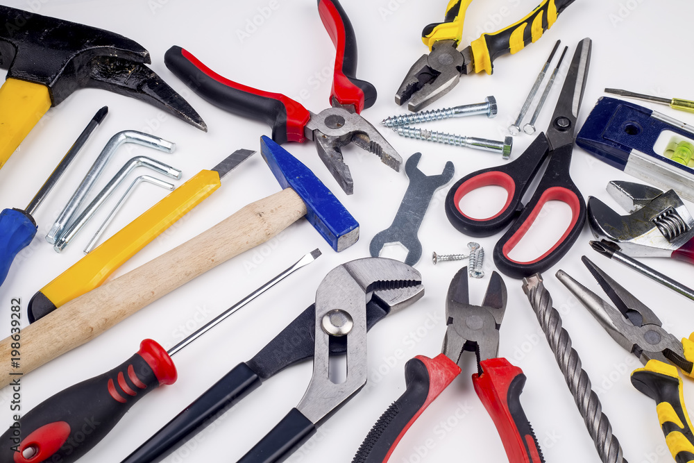 Tools on the white background Tools on the white background