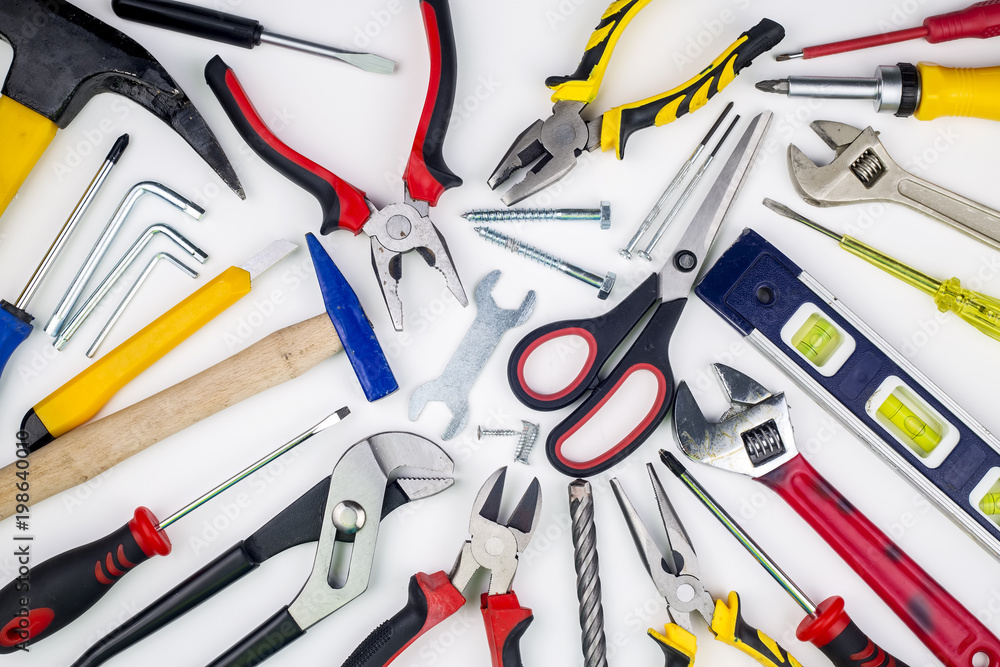 Tools on the white background Tools on the white background