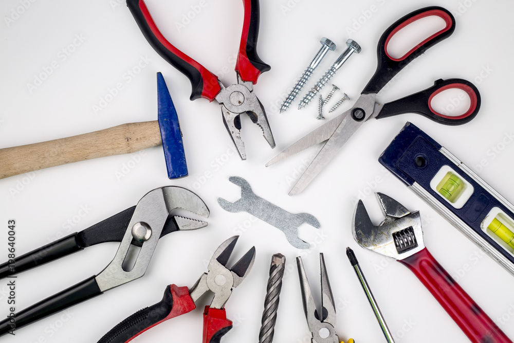 Tools on the white background Tools on the white background