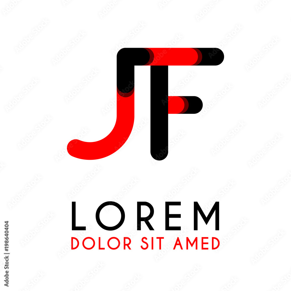 initial Letter JF with red Black and has rounded corners initial Letter JF with red Black and has rounded corners