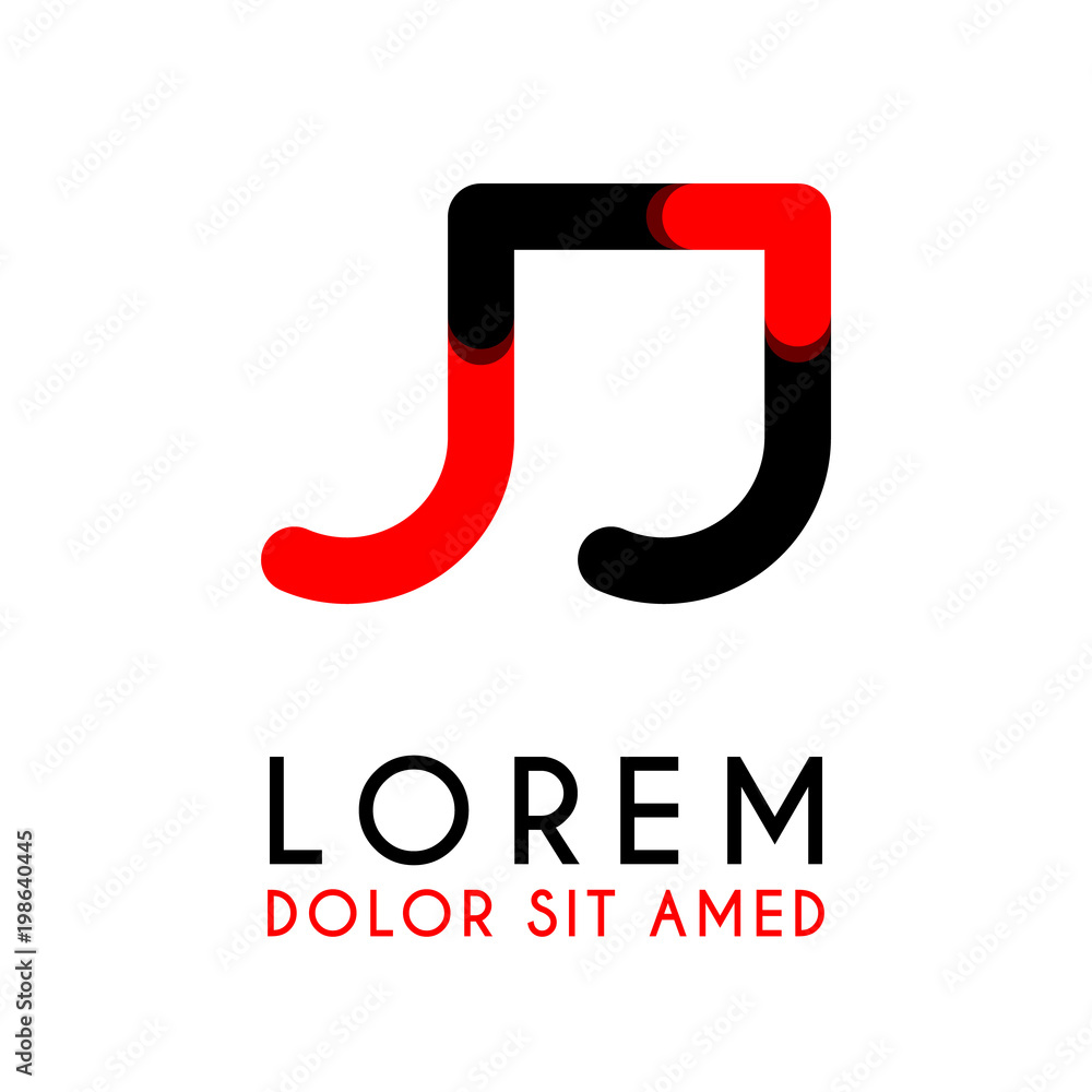 initial Letter JJ with red Black and has rounded corners initial Letter JJ with red Black and has rounded corners