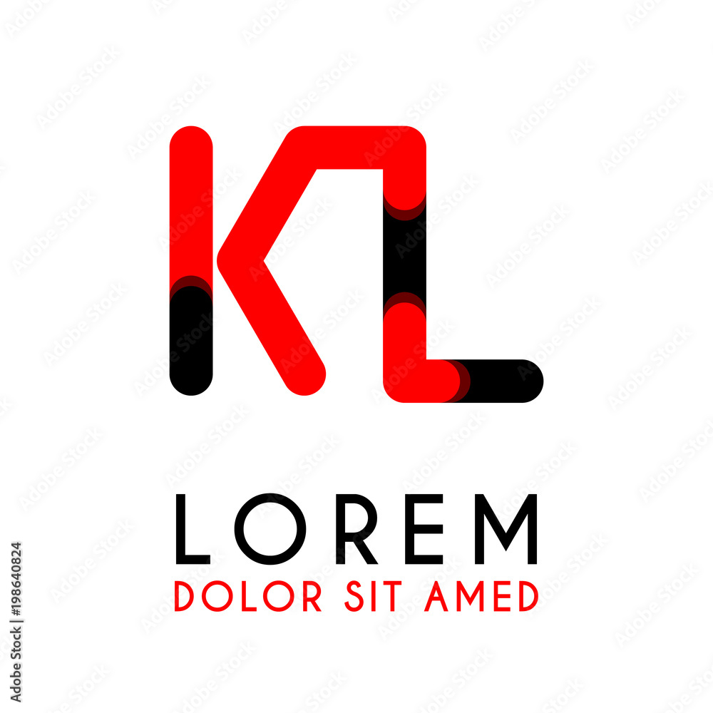 initial Letter KL with red Black and has rounded corners initial Letter KL with red Black and has rounded corners