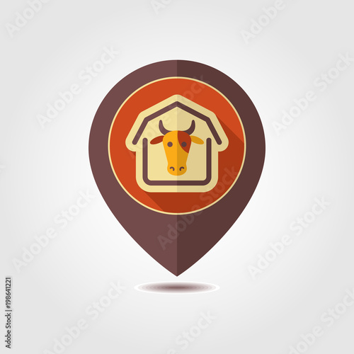 Cowshed vector pin map icon