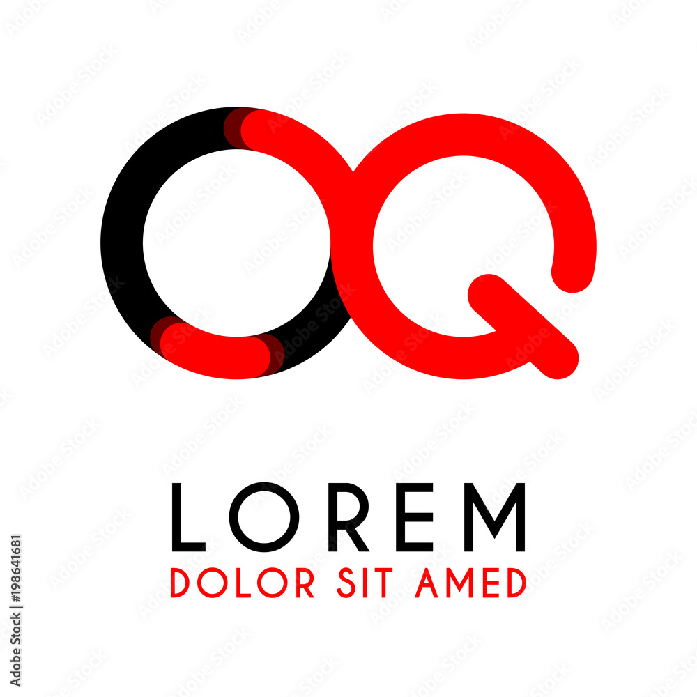 initial Letter OQ with red Black and has rounded corners initial Letter OQ with red Black and has rounded corners