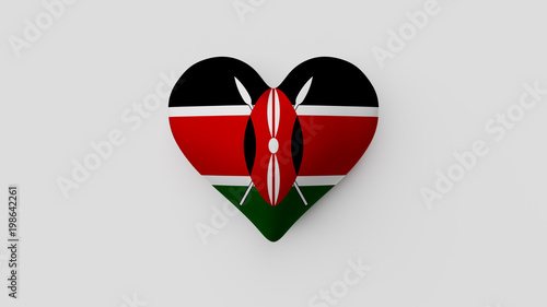 Corazón bandera Kenia. 3D