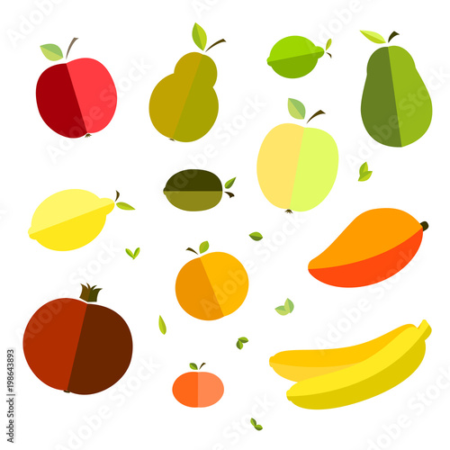 Fototapeta Naklejka Na Ścianę i Meble -  Vector Graphics World Health Day on textured background glasses for juice, juice, straw, fruit, apple, banana, pear, mandarin, orange, avocado, pomegranate, kiwi, mango, green apple, red apple, lemon,