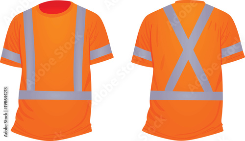 Orange reflective t shirt. vector illustration
