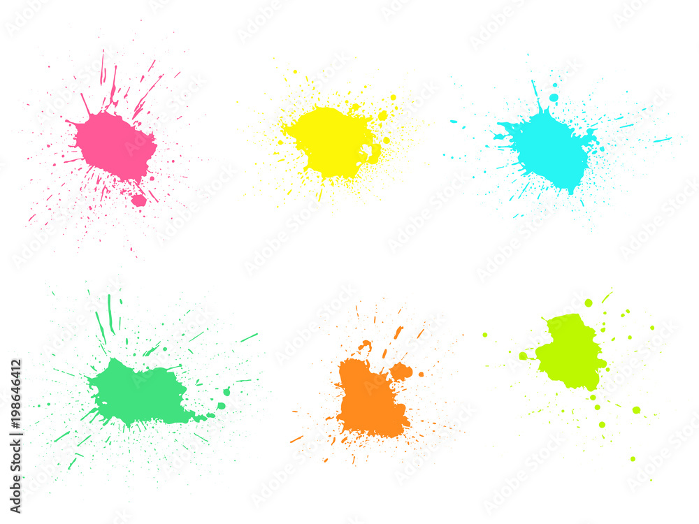 Grunge paint stains set. Ink splatter design elements. Spray splashes collection. Liquid stains isolated. Abstract vector illustration. Grunge paint stains set. Ink splatter design elements. Spray splashes collection. Liquid stains isolated. Abstract vector illustration.