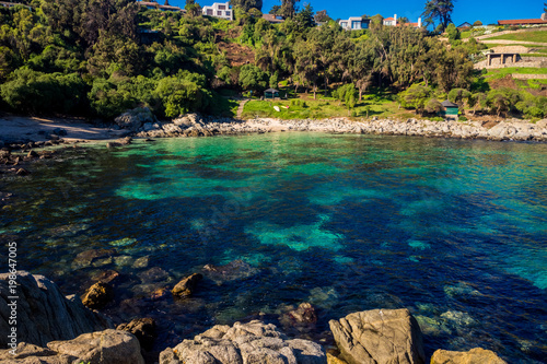 Blue water in beach in Cachagua, near of Zapallar in Chile