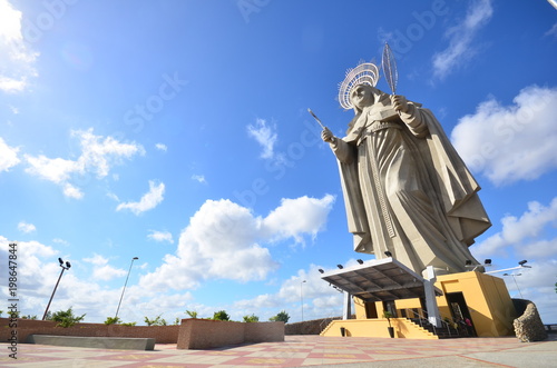 SANTA CRUZ, BRAZIL - September 25, 2017 - View of the courtyard of the largest Catholic statue in the world, the statue of Saint Rita of Cassia, 56 meters high, located in the northeastern backlands.  photo