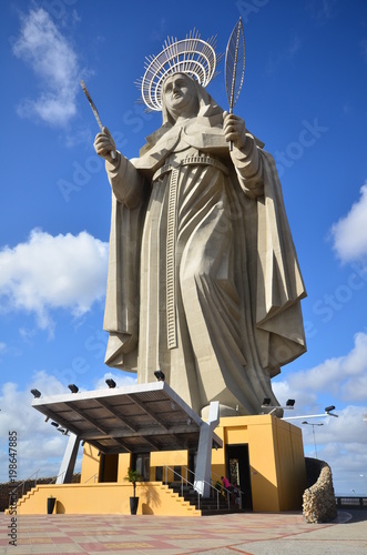 SANTA CRUZ, BRAZIL - September 25, 2017 - View of the courtyard of the largest Catholic statue in the world, the statue of Saint Rita of Cassia, 56 meters high, located in the northeastern backlands. 