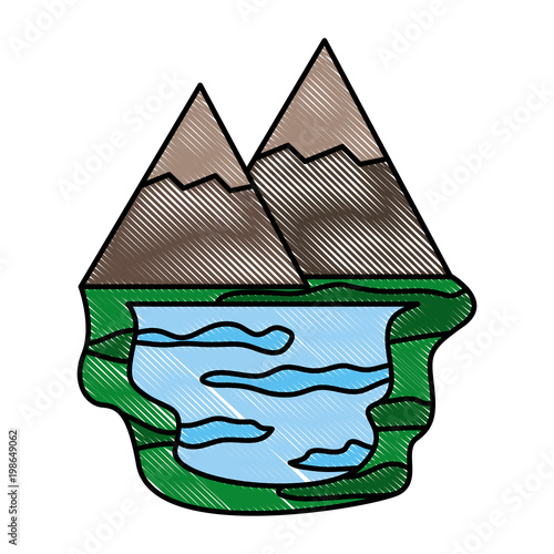 mountains lake nature landscape image vector illustration drawing color