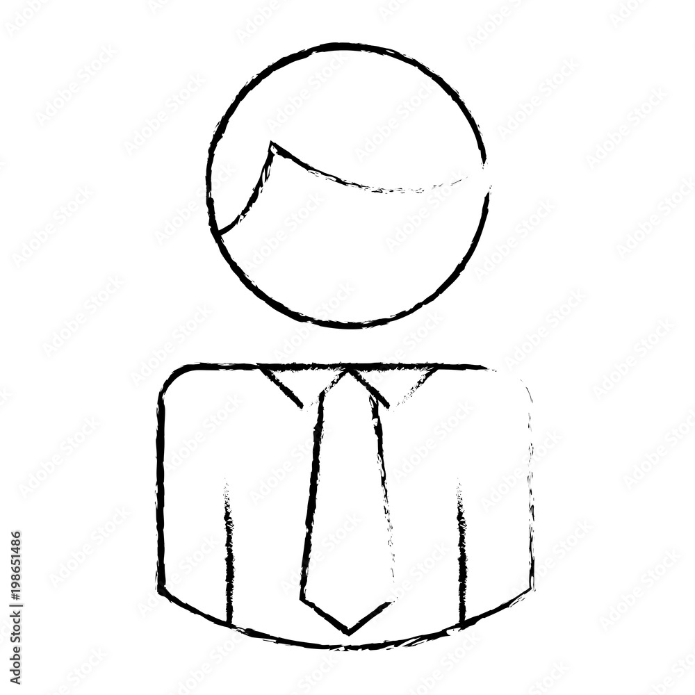 business man character with necktie pictogram vector illustration sketch