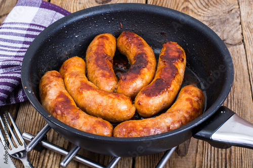 Fried homemade pork sausage