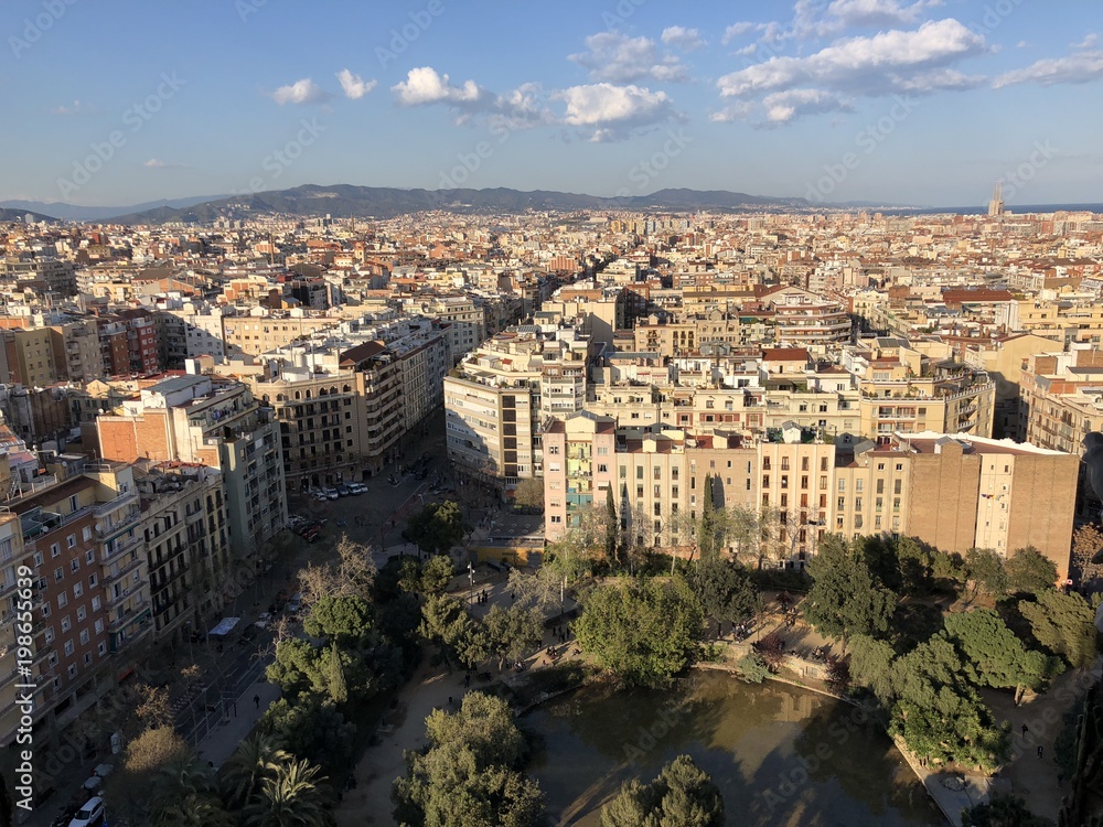 View of Barcelona from Basilica de Sagrada Familia view point
