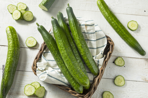 Healthy Organic Green English Cucumbers photo