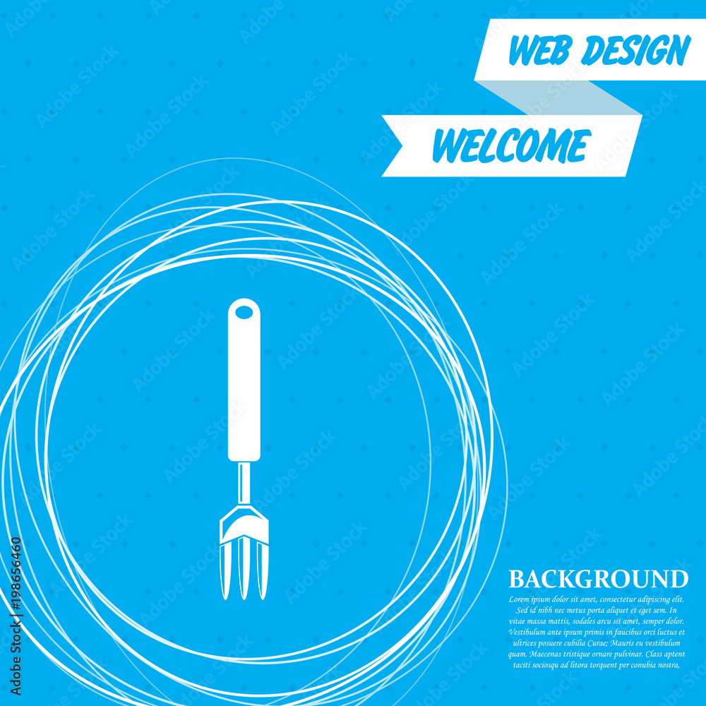 fork icon on a blue background with abstract circles around and place for your text. Vector fork icon on a blue background with abstract circles around and place for your text. Vector