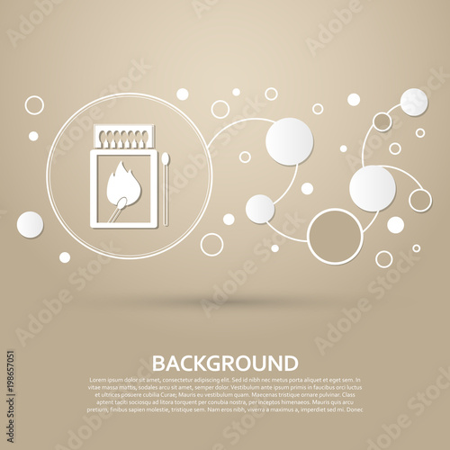 matchbox and matches icon on a brown background with elegant style  modern design infographic. Vector