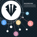 Necktie icon with the background to the point and with infographic style. Vector