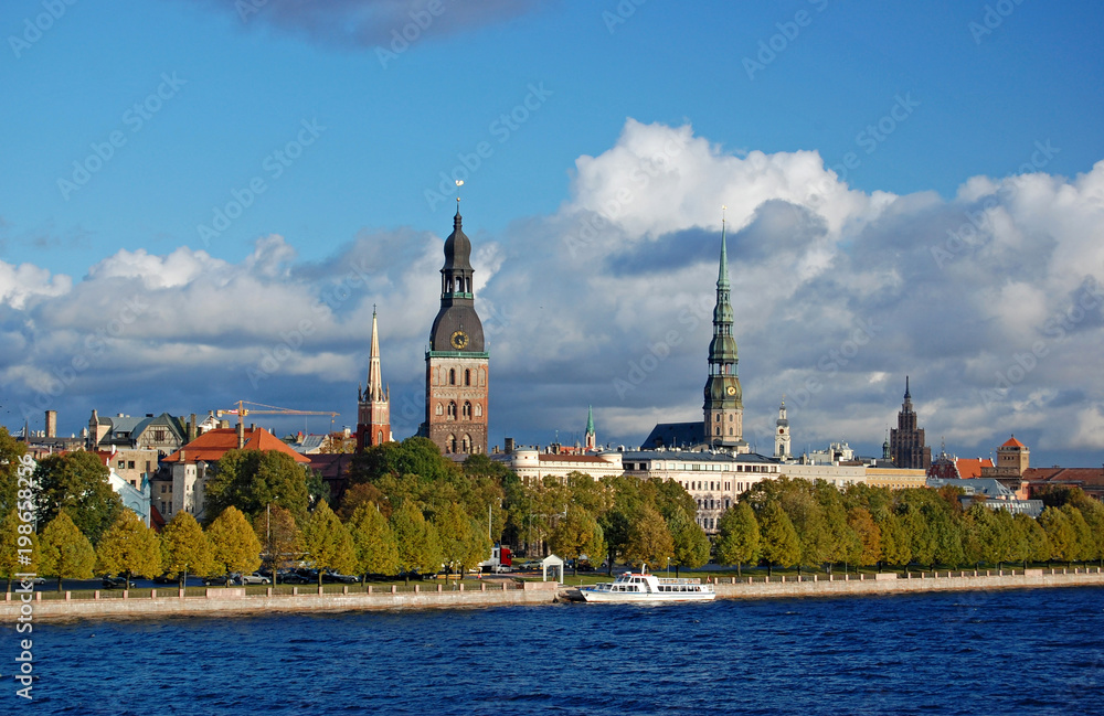 Fototapeta premium Panoramic view of Riga city, the capital of Latvia
