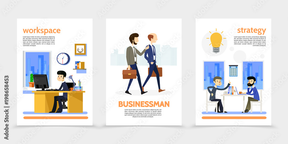 Flat Businessman Vertical Banners Flat Businessman Vertical Banners