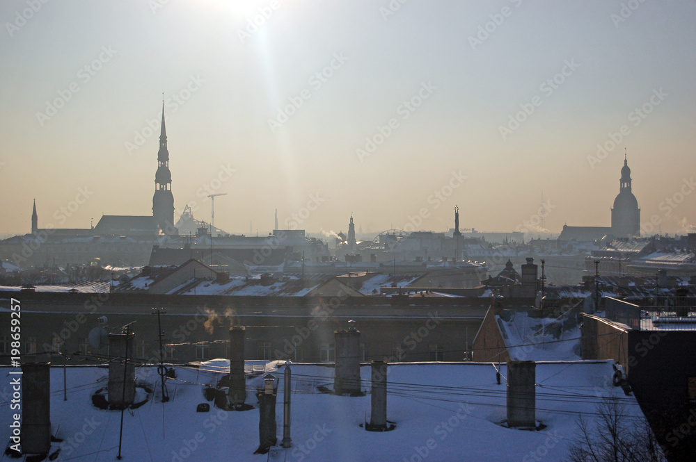 Panoramic view of Riga city, the capital of Latvia