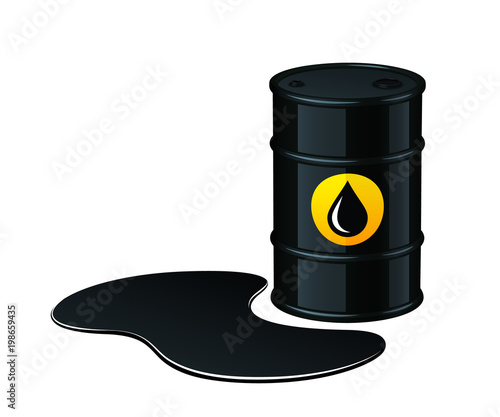Barrel of oil with spilled oil vector illustration