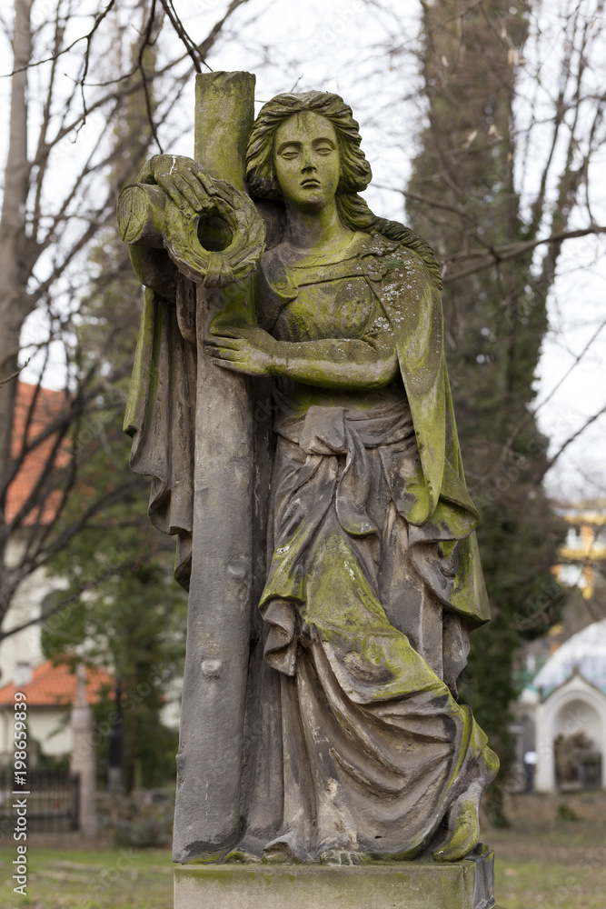 Historic Sculpture from the mystery old Prague Cemetery, Czech Republic