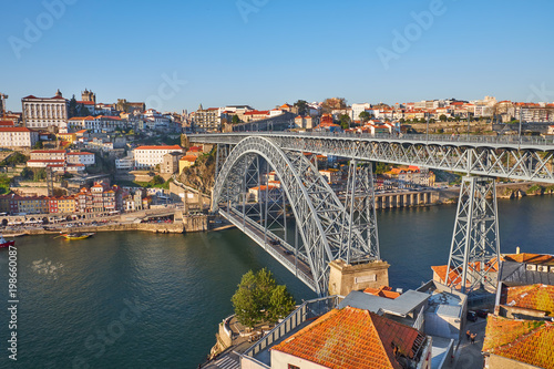 Luis I Bridge across the Douro River in Porto, Portugal.
