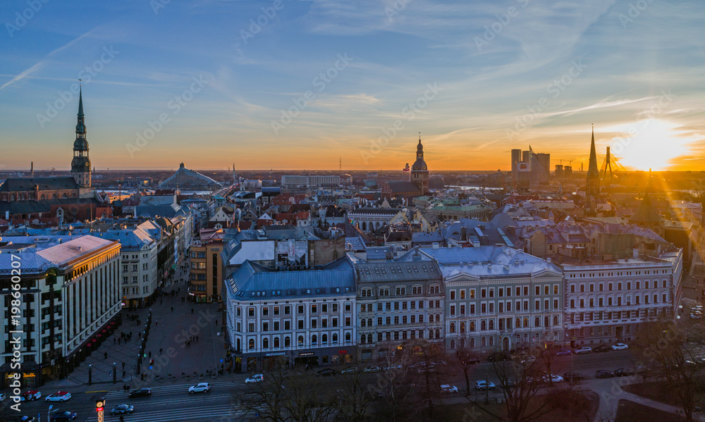 Fototapeta premium Panoramic view of Riga city, the capital of Latvia