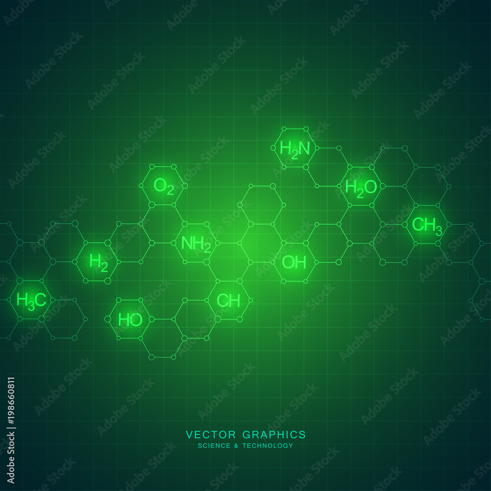 Science vector background with chemical formulas
