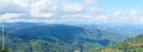 panorama landscape of jungle and mountain near the border of thailand and burma. © yanadhorn