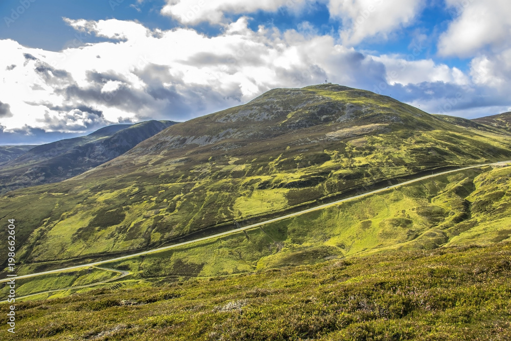 Scotland landscape. Cairngorm Mountains and Old Military Road A93. Royal Deeside between Ballater and Braemar. 