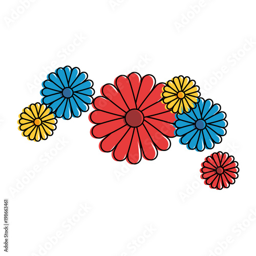 beautiful flowers colorful decorative icon