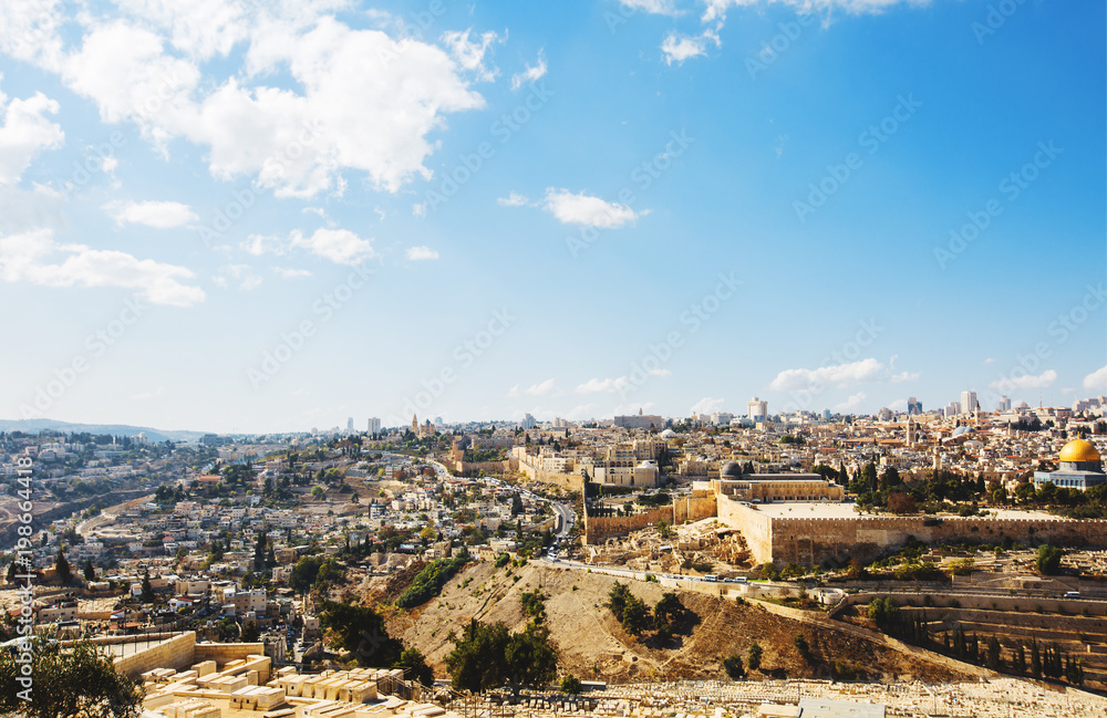 Jerusalem Old City view from Mount of Olives.