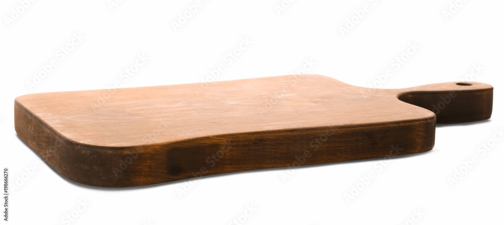 Wooden board on white background. Handcrafted cooking utensils Wooden board on white background. Handcrafted cooking utensils