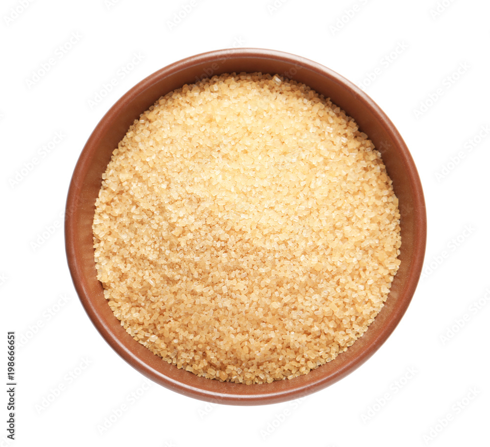 Bowl with brown sugar on white background Bowl with brown sugar on white background