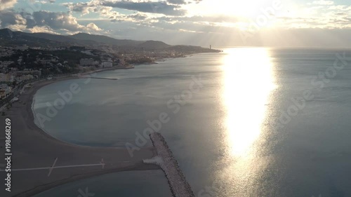 Aerial view of the sunlight over the Alboran Sea photo