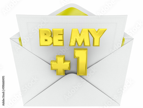 Be My Plus One Invitation Envelope Guest 3d Illustration