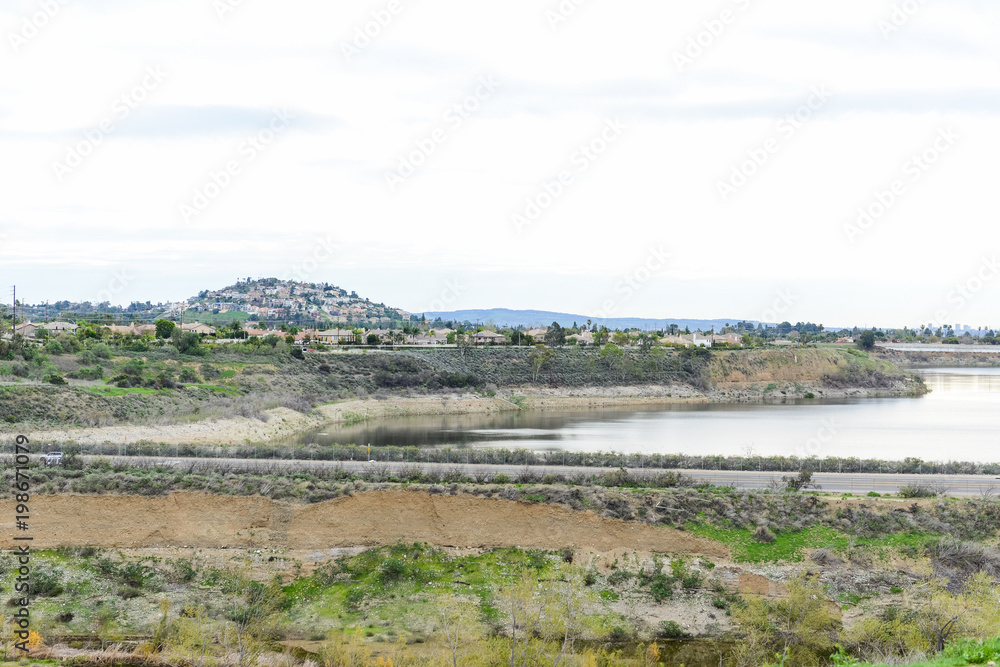 lagoon and mountain landscape 