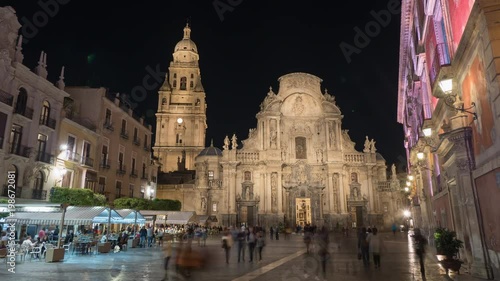 Timelapse of Murcia Cathedral in Belluga square photo