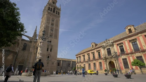 Tilt up of the Giralda tower, Seville photo
