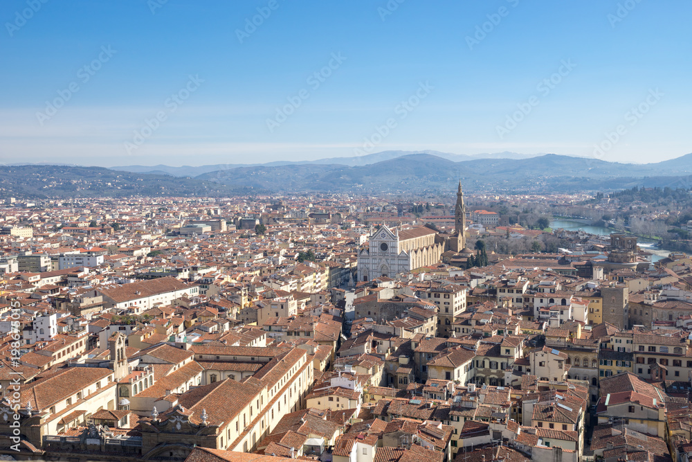ヴェッキオ宮殿のアルノルフォの塔から見るフィレンツェ市街の風景