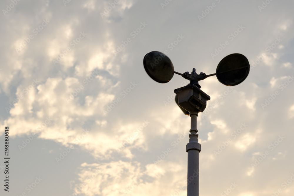 Wind turbine, silhouette in sunset and sunrise Wind turbine, silhouette in sunset and sunrise