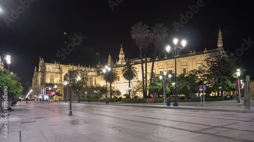 Timelapse of Seville Cathedral at night
