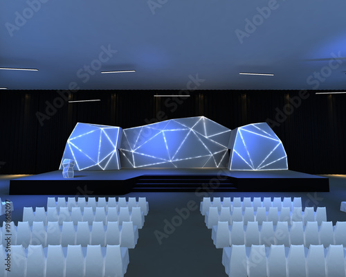 Polygonal 3d stage abd backdrop