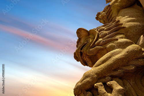 Traditional Chinese stone lion photo